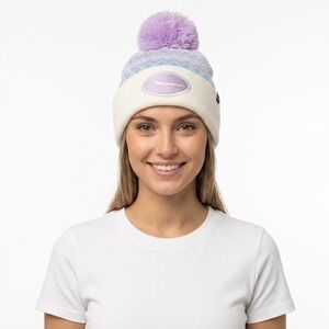 New York Jets '47 Brand Beanie Women OS White Elsa Cuff Knit Chevron Pom Hat NEW
